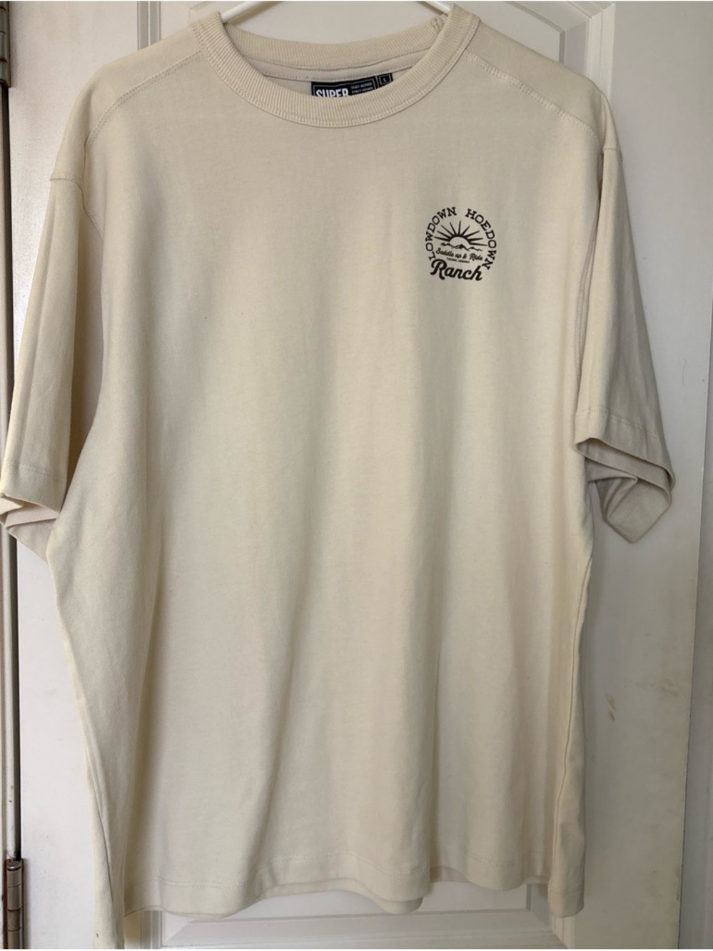 superdown Cream Short-Sleeve Logo Tee for Men